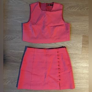 Zara Skirt Top Set Pink M